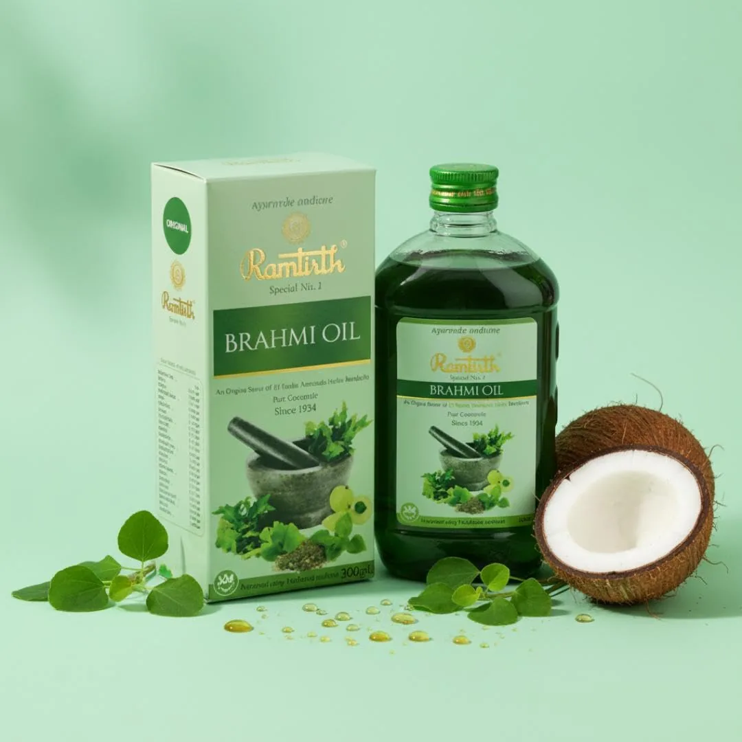 Ramtirth Brahmi Hair Oil | Ayurvedic Scalp Nourishment & Hair Fall Control-1