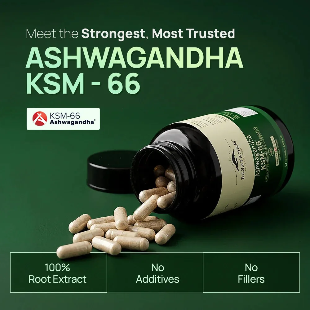 Rasayanam Ashwagandha KSM-66 Capsules | Pure Root Extract Supplement | Stress & Recovery Support-3