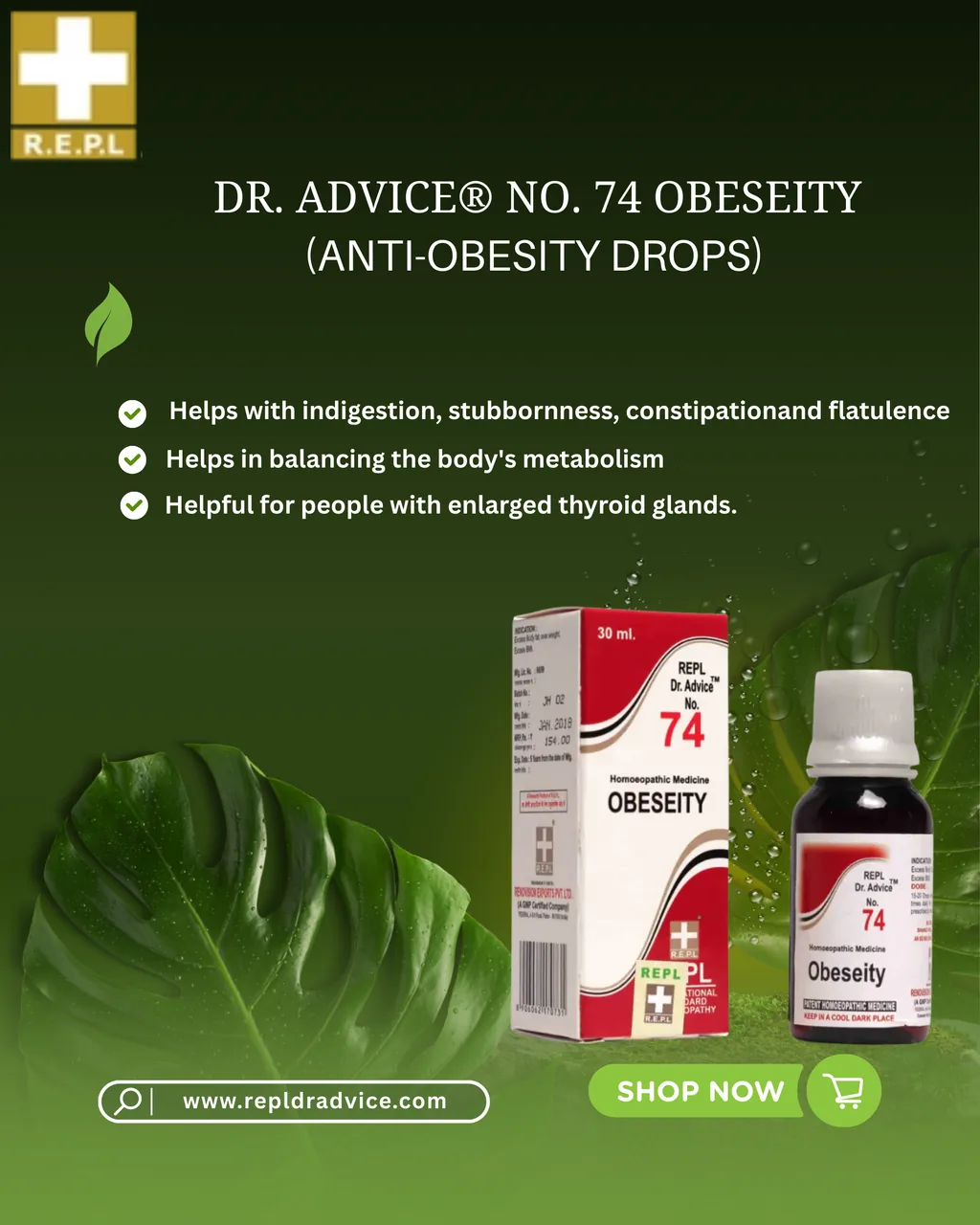 Repl Dr. Advice No.74 Drops | Homeopathic Metabolism and Weight Management Formula-2
