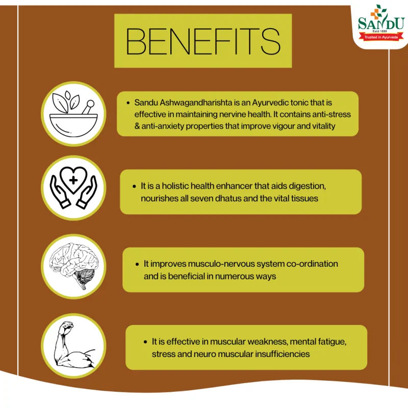 Sandu Ashwagandharishta | Ayurvedic Nerve Tonic | Stress Relief & Vitality-2