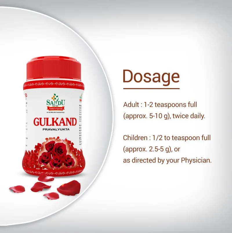 Sandu Ayurvedic Gulkand (Praval Yukta) | Natural Rose Petal Coolant | Digestive & Pitta Pacifying Tonic-4