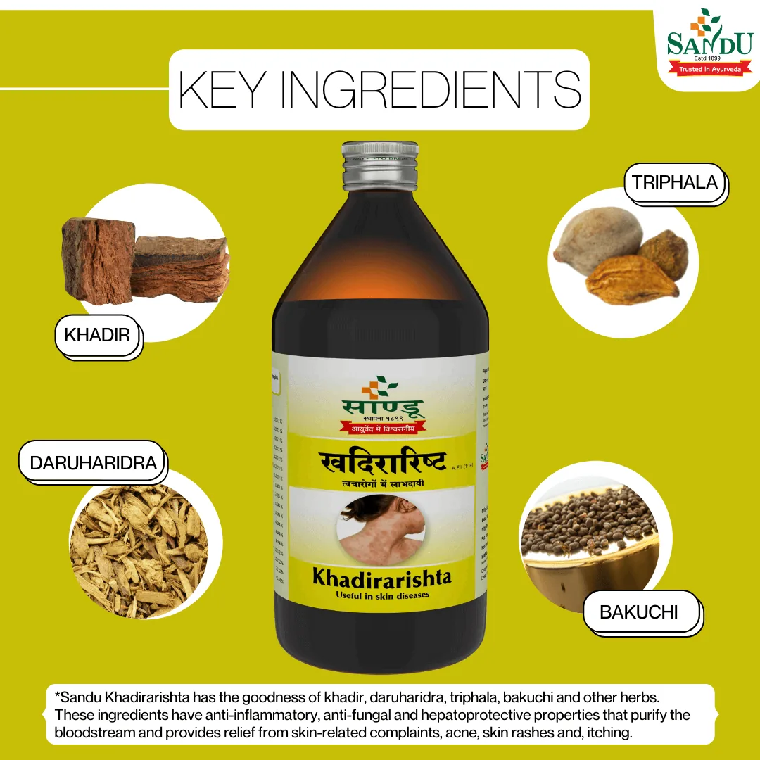 Sandu Khadirarishta | Ayurvedic Blood Purifier | Natural Skin and Detox Support-2