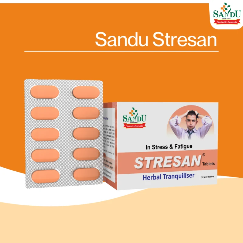 Sandu Stresan Tablets | Ayurvedic Stress & Anxiety Reliever | Natural Brain Tonic-2