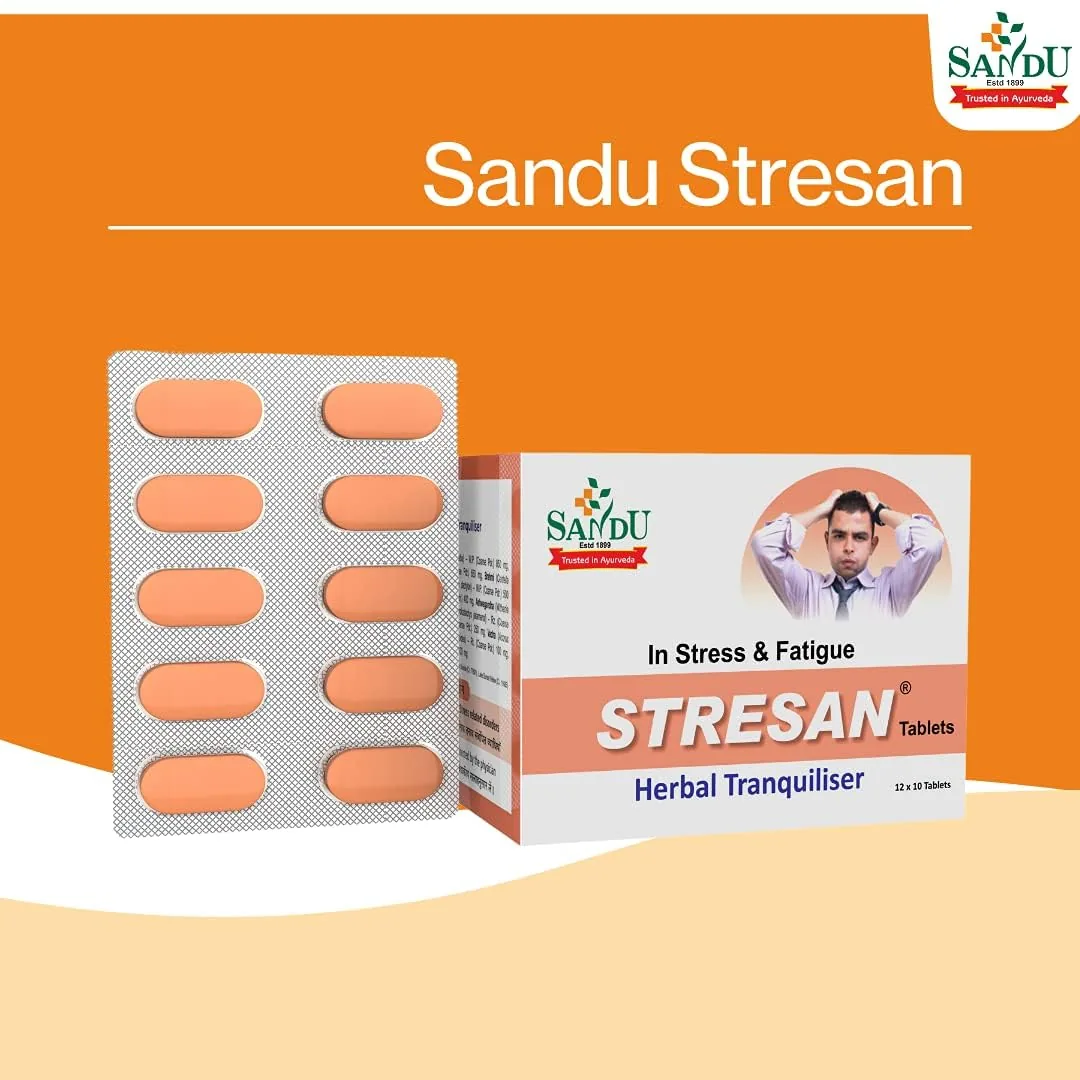 Sandu Stresan Tablets | Ayurvedic Stress & Anxiety Reliever | Natural Brain Tonic-5