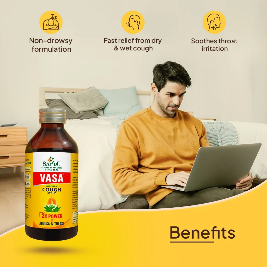 Sandu Vasa Herbal Cough Syrup | Ayurvedic Respiratory Care | Non-Drowsy Relief with Adulsa & Tulsi-3