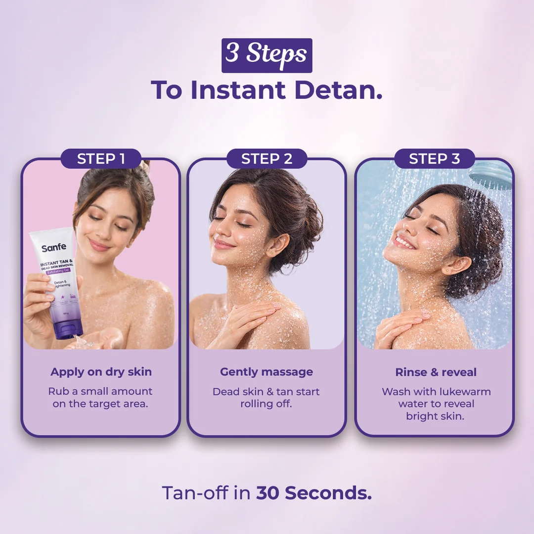 Sanfe Instant Tan & Dead Skin Removal Exfoliating Gel | Face & Body Peeling Gel | AHA & Cellulose Exfoliator for Radiant Skin-2