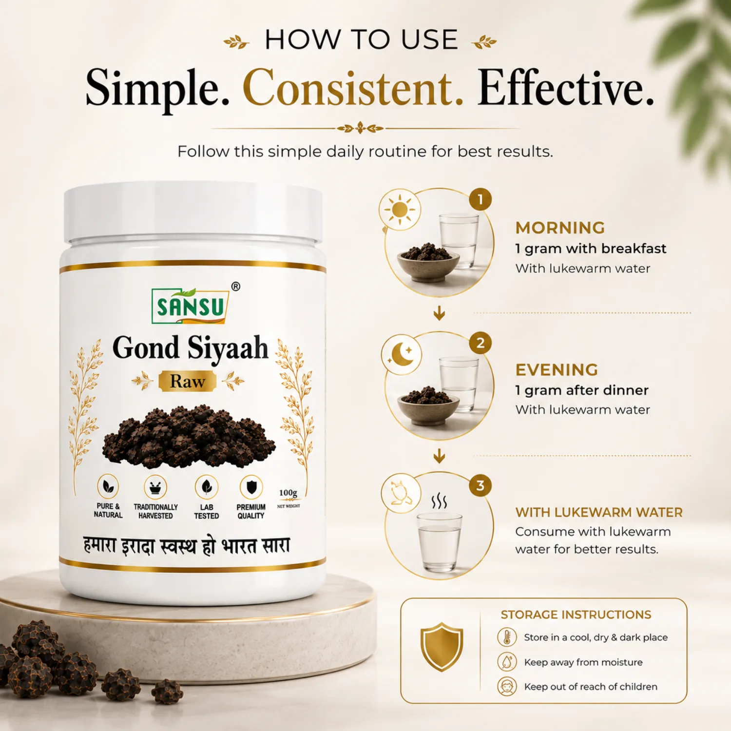Sansu Gond Siyah | Natural Kala Gond Resin | Traditional Joint & Musculoskeletal Support-2