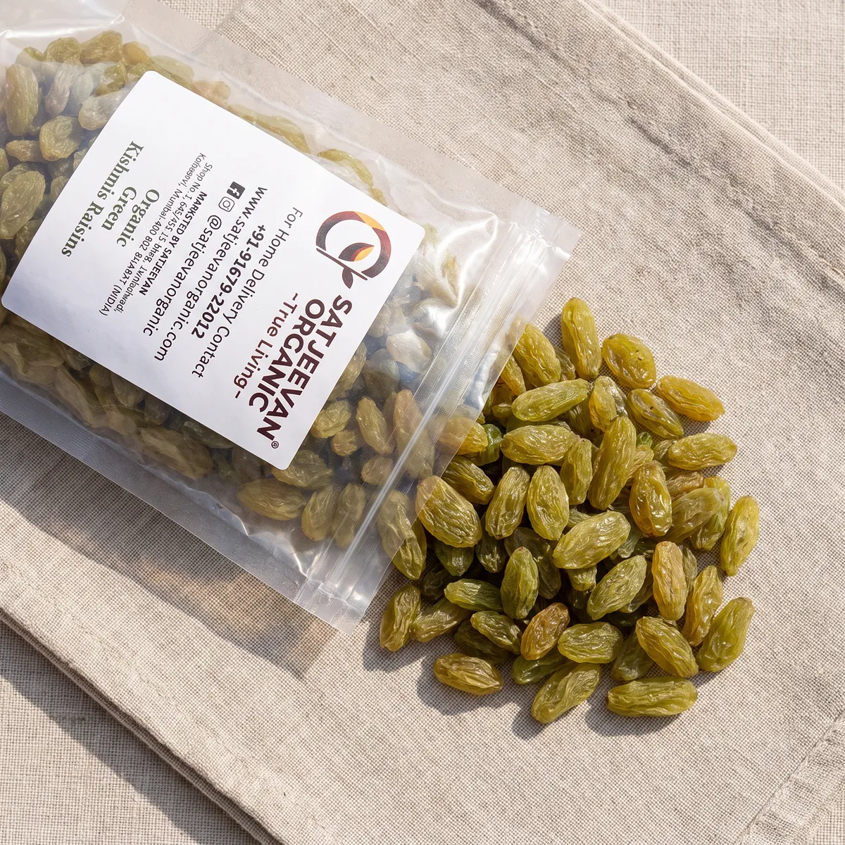 Satjeevan Organic Green Kishmis Raisins | Sun-Dried Green Grapes | Fiber-Rich Natural Sweetener-5
