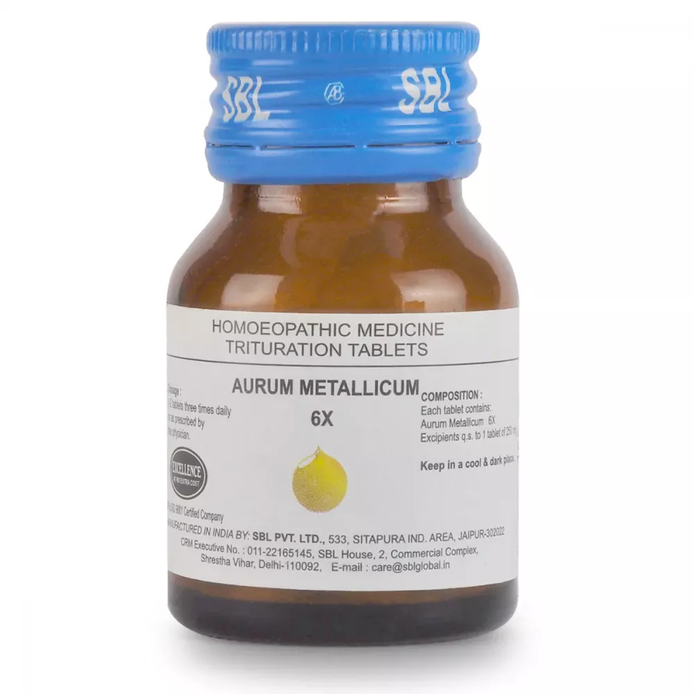 SBL Homeopathy Aurum Metallicum Trituration Tablet 6X | Homeopathic Remedy for Head Congestion & Joint Discomfort-2