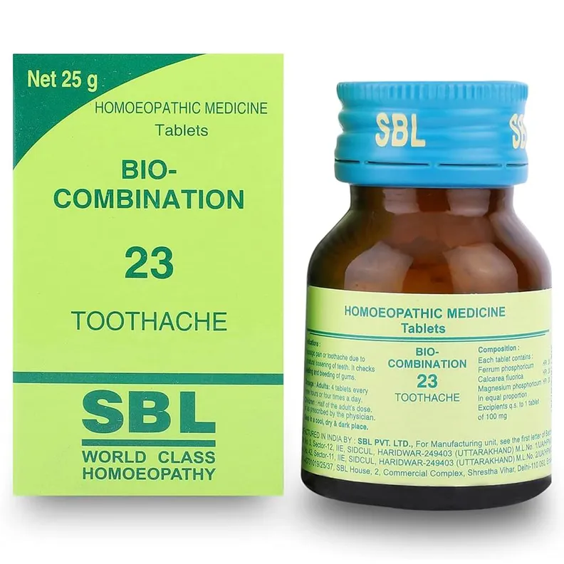 SBL Homeopathy Bio-Combination 23 Tablets | Biochemic Salt Remedy | Toothache and Gum Relief-1
