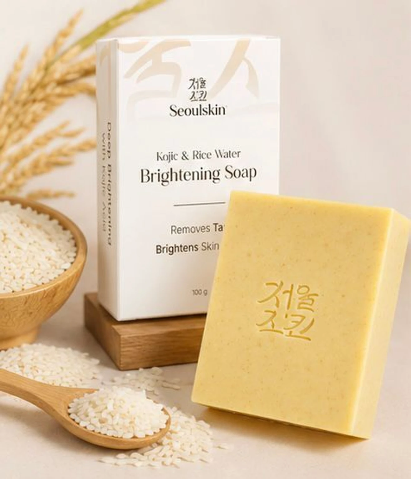 Seoulskin Kojic & Rice Water Brightening Soap | Skin Clarifying Cleansing Bar | Dark Spot and Tan Removal Formula-1