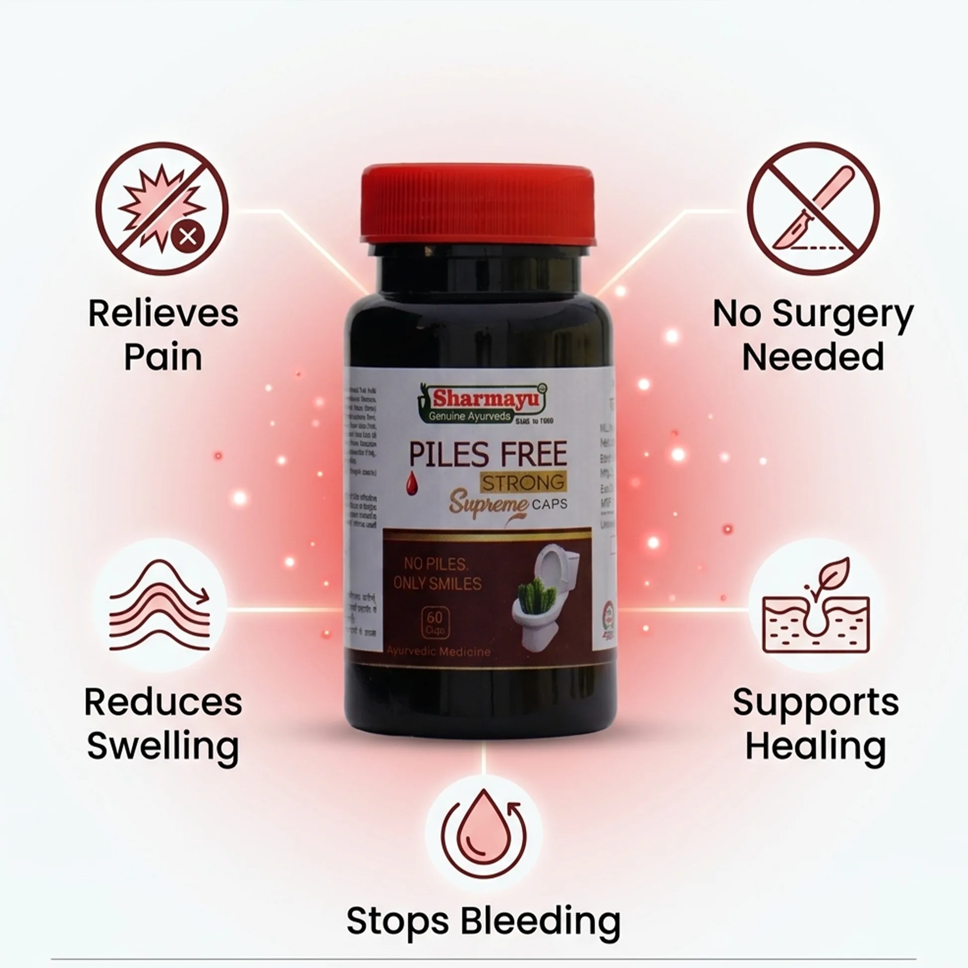 Sharmayu Ayurveda Piles Free Strong Capsules | Ayurvedic Hemorrhoid Care | Natural Digestive & Bowel Support-3
