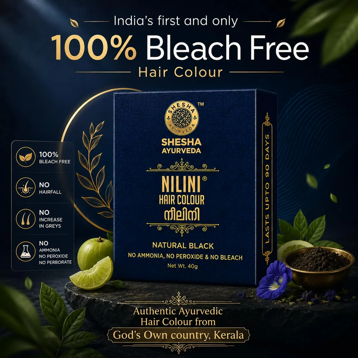 Shesha Ayurveda Nilini Miraculous Hair Color Kit | Natural Ayurvedic Hair Dye | Ammonia-Free Grey Coverage-2