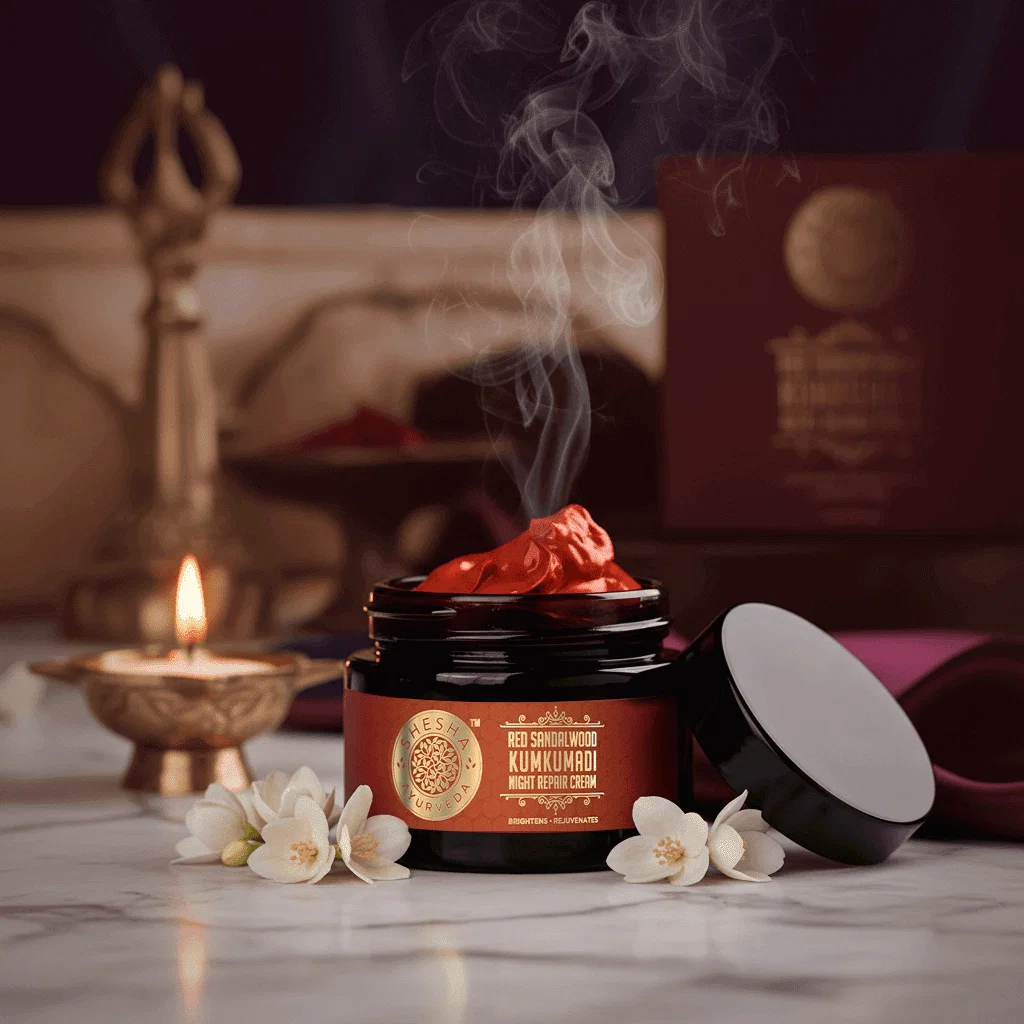 Shesha Ayurveda Sandalwood Kumkumadi Night Repair Cream | Ayurvedic Night Face Moisturizer | Skin Brightening and Under-Eye Care-2