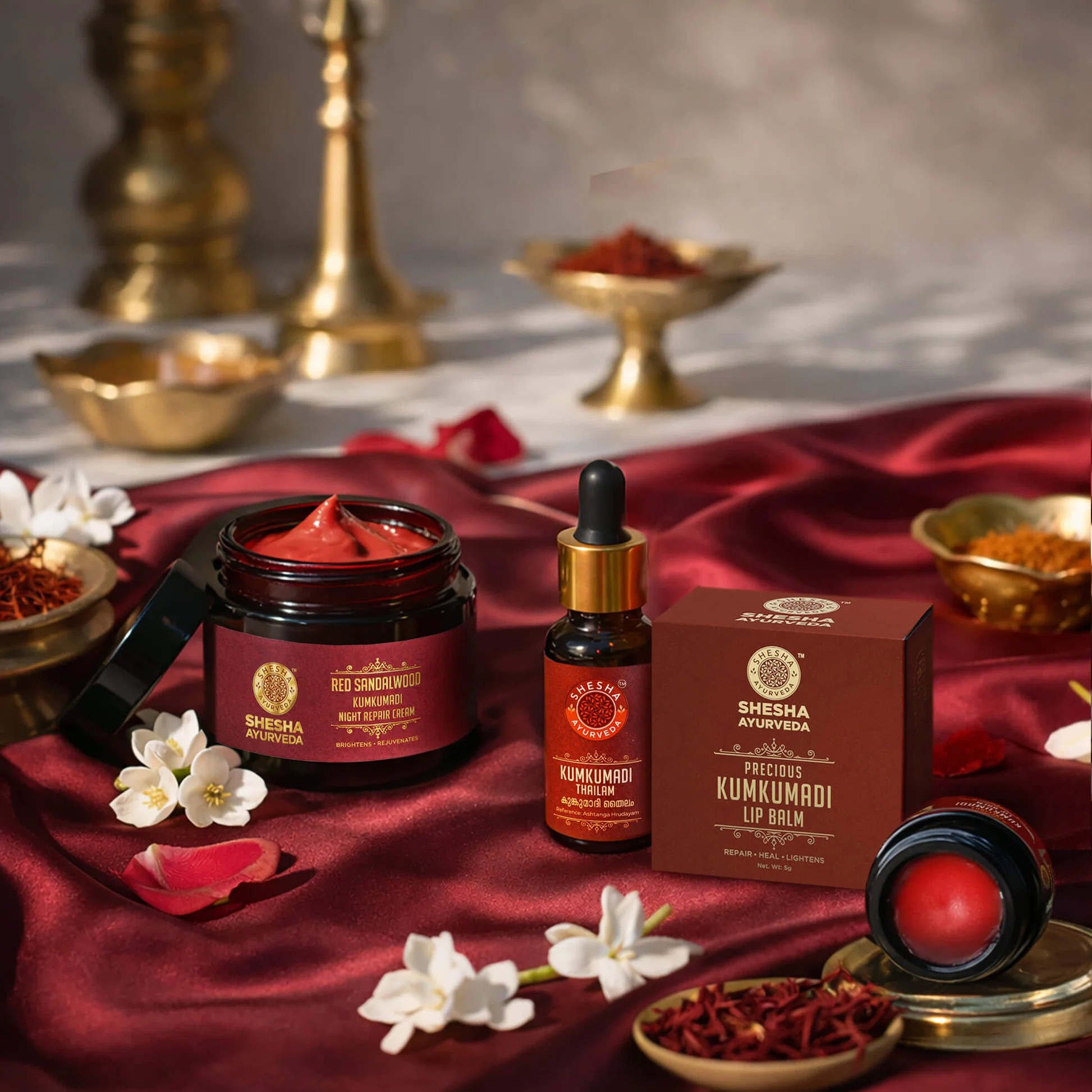 Shesha Ayurveda Sandalwood Kumkumadi Night Repair Cream | Ayurvedic Night Face Moisturizer | Skin Brightening and Under-Eye Care-3