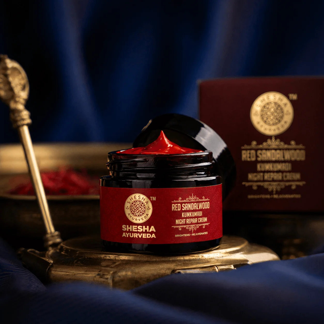 Shesha Ayurveda Sandalwood Kumkumadi Night Repair Cream | Ayurvedic Night Face Moisturizer | Skin Brightening and Under-Eye Care-4