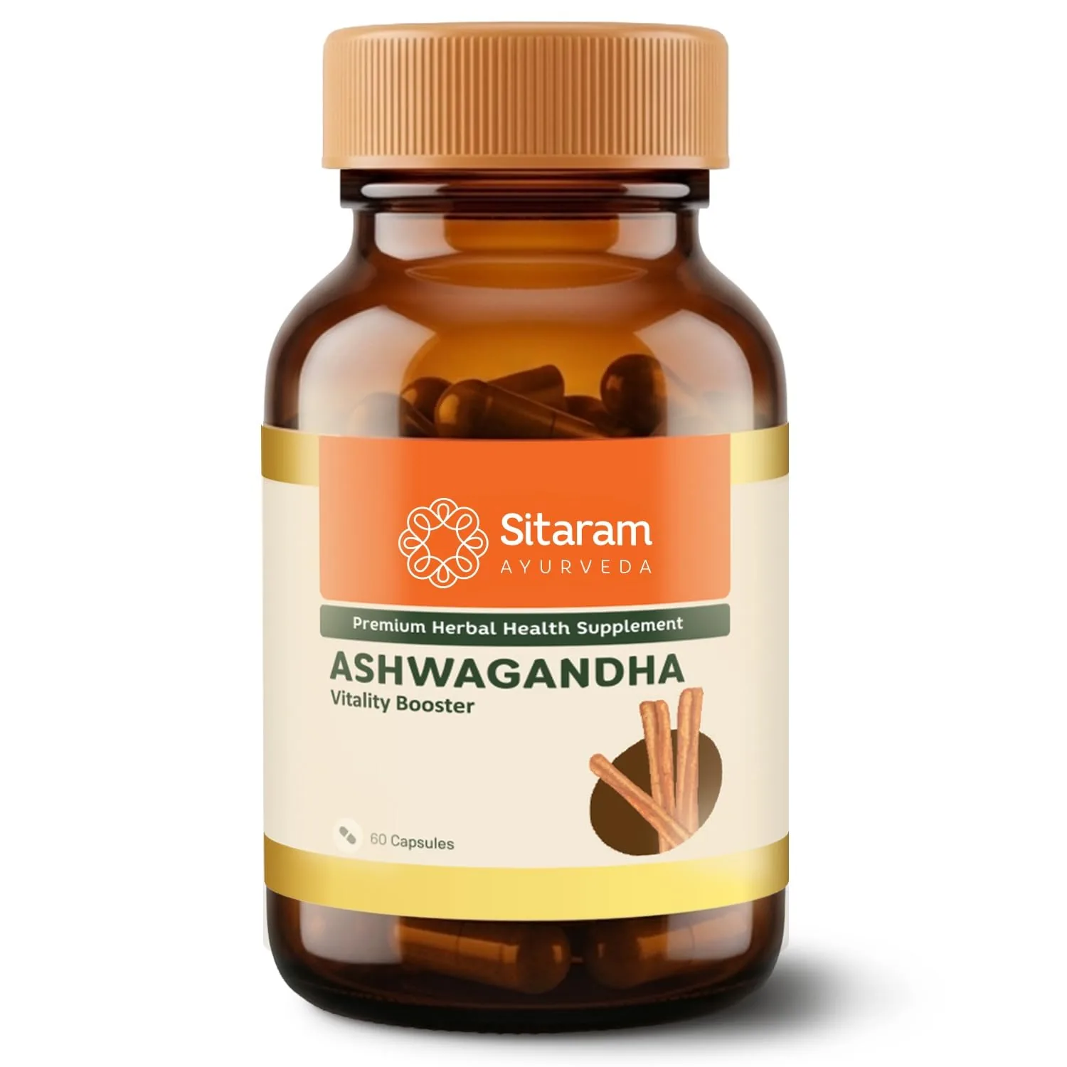 Sitaram Ayurveda Ashwagandha Capsules | Natural Adaptogen for Stress Relief & Stamina