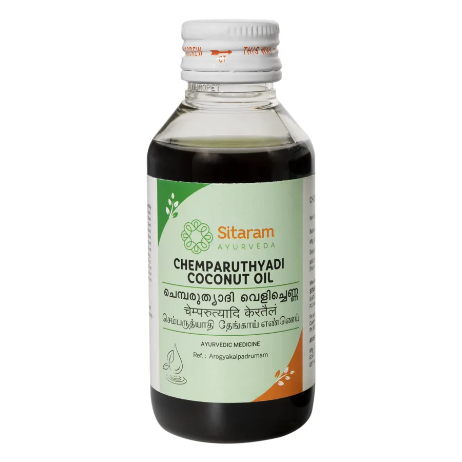 Sitaram Ayurveda Chemparuthyadi Coconut Oil | Herbal Hair & Body Massage Oil | Scalp & Skin Soothing Formula-1