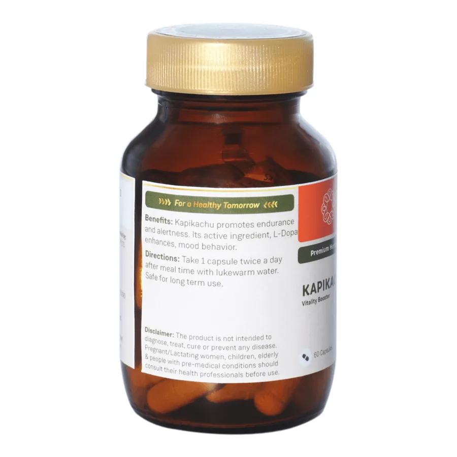 Sitaram Ayurveda Kapikachu Capsules | Natural L-Dopa Supplement | Nervine Tonic for Vitality and Stress Relief-3
