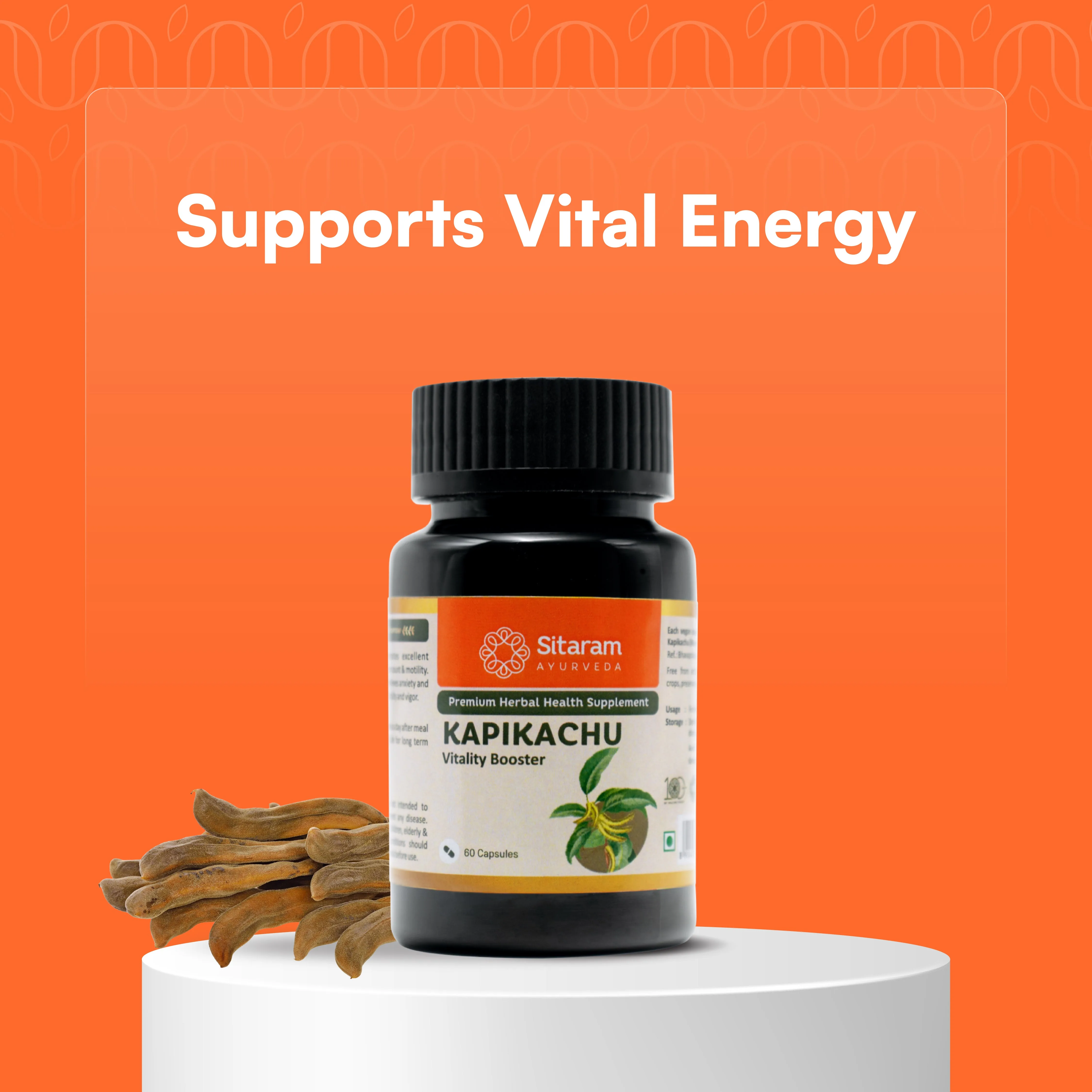 Sitaram Ayurveda Kapikachu Capsules | Natural L-Dopa Supplement | Nervine Tonic for Vitality and Stress Relief-4
