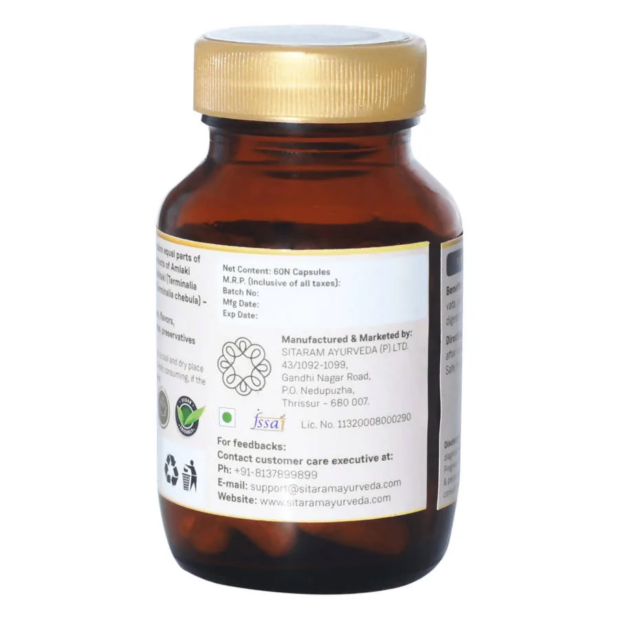 Sitaram Ayurveda Triphala Capsules | Herbal Digestive Support | Natural Detoxification Formula-3