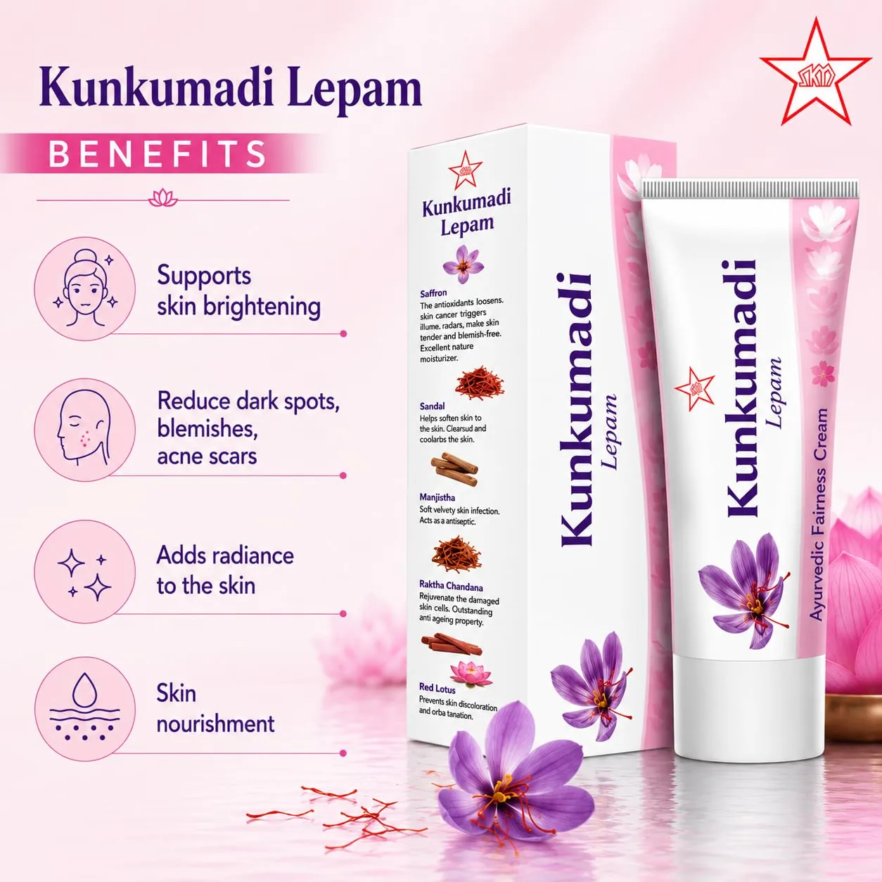Skm Ayurveda Kumkumadi Lepam | Ayurvedic Face Cream | Radiant Skin & Blemish Care-2