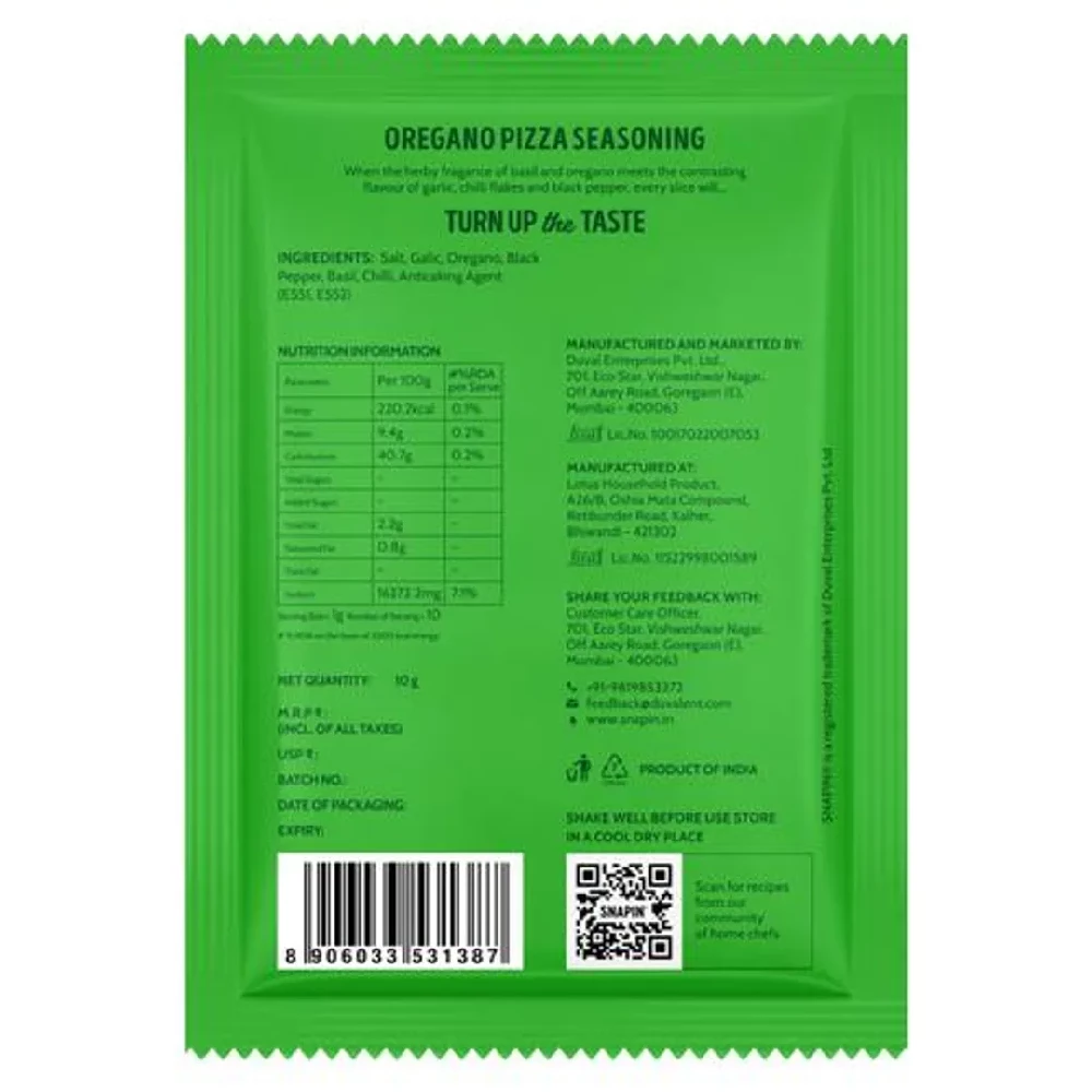Snapin Oregano Back Side Package - 10 gm