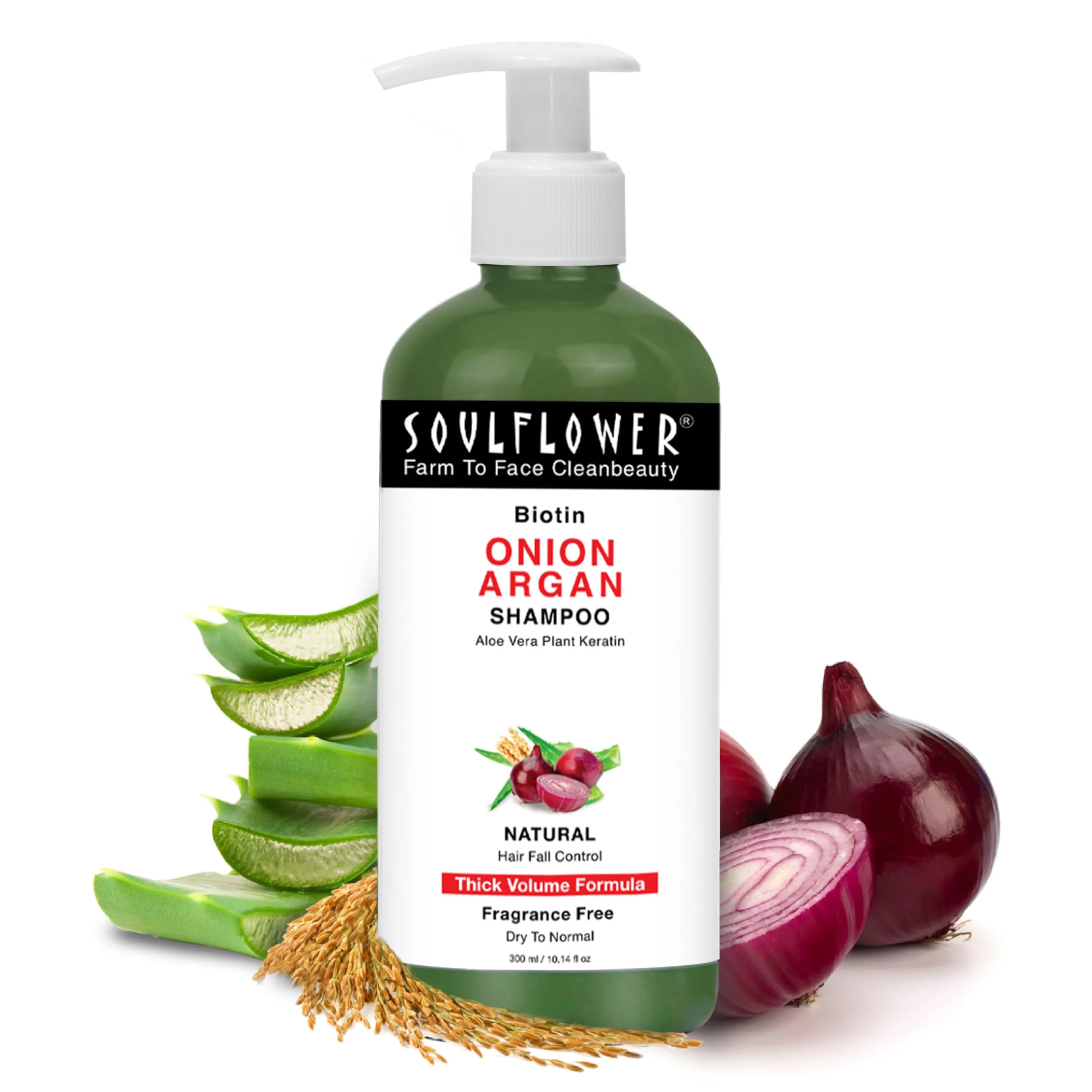 Soulflower Biotin Onion Sulphate Free Shampoo for Men & Women for All Hair 300 ml
