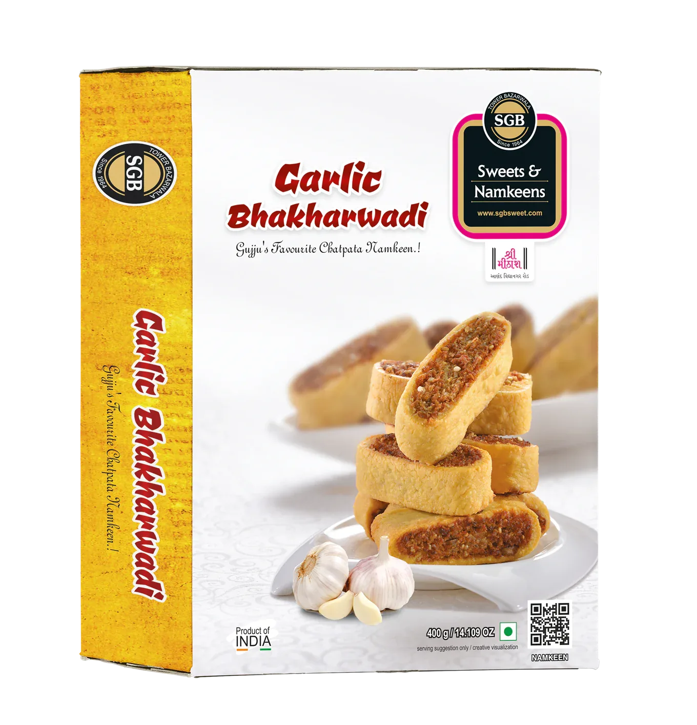 Sukhadia Garbaddas Bapuji Garlic Bhakharwadi | Crispy Roll Snack | Authentic Gujarati Namkeen 400 gm