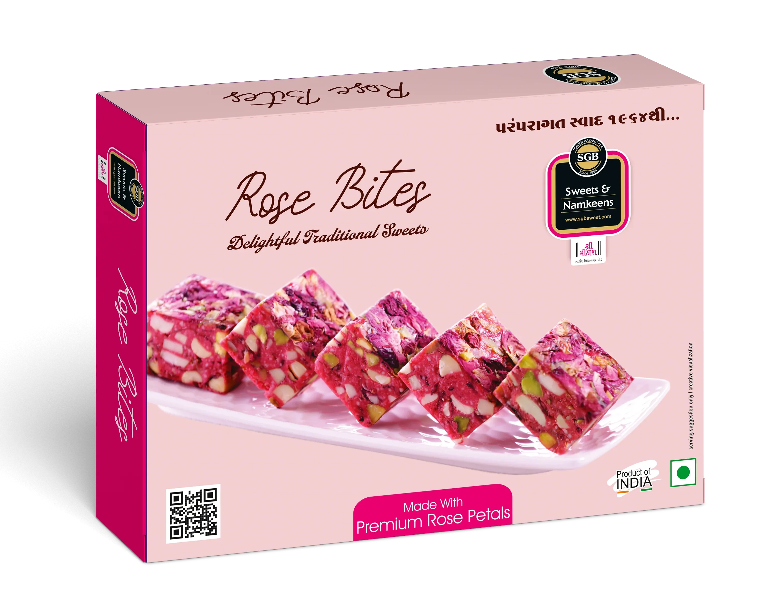 Sukhadia Garbaddas Bapuji Rose Bites | Dry Fruit Mithai | Aromatic Rose Confection 250 gm