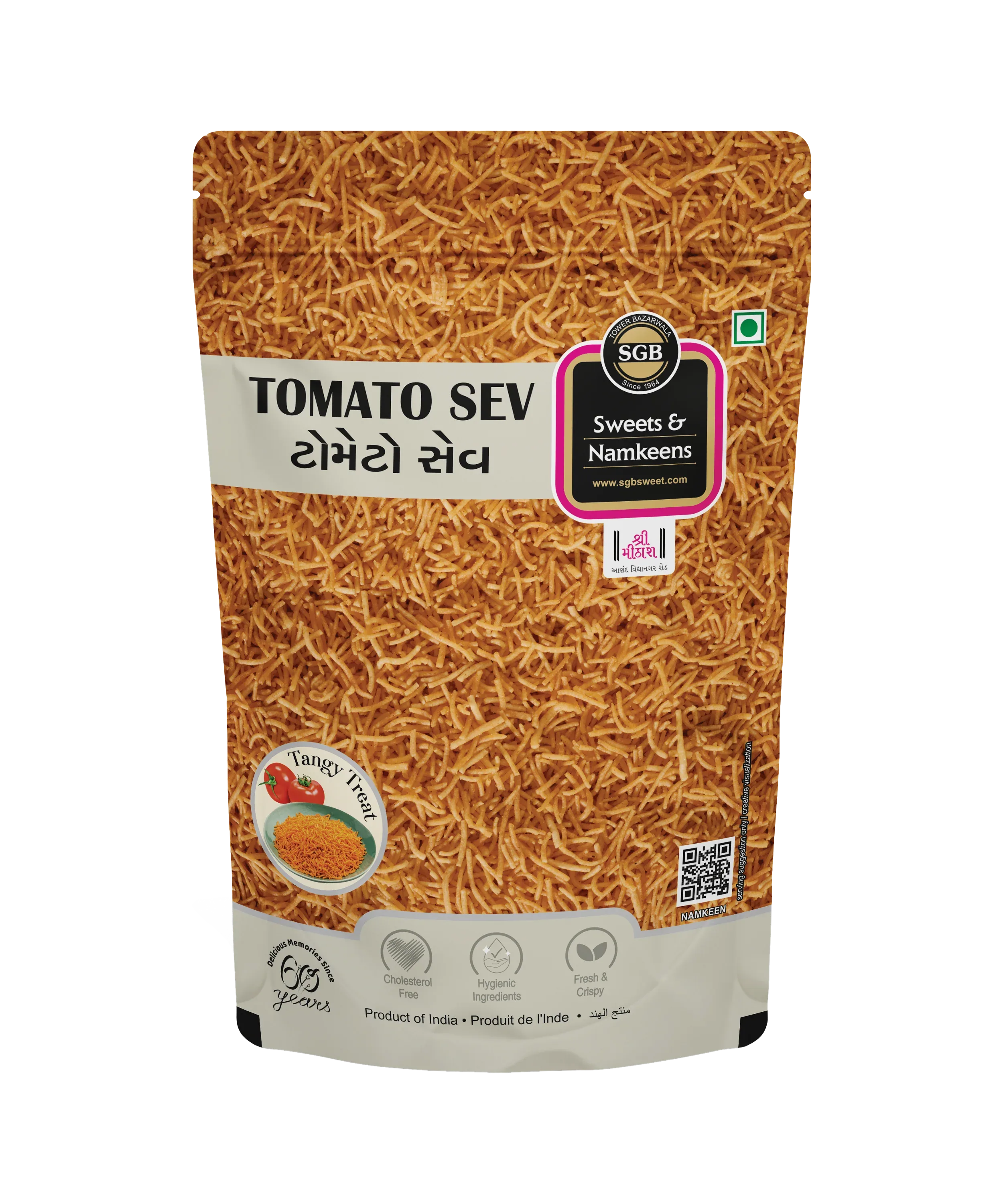 Sukhadia Garbaddas Bapuji Tomato Sev | Crispy Gujarati Namkeen | Tangy Tomato Seasoned Snack 250 gm
