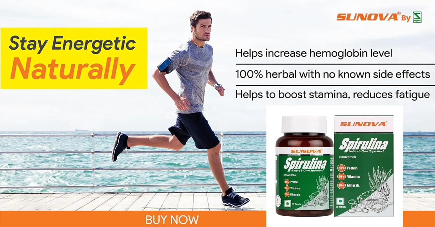 Sunova Organic Spirulina Capsules | Plant-Based Superfood Supplement | Natural Immunity and Energy Booster-2