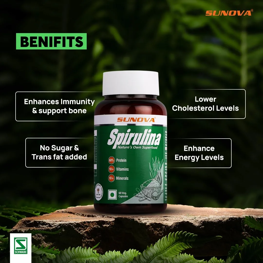 Sunova Organic Spirulina Capsules | Plant-Based Superfood Supplement | Natural Immunity and Energy Booster-4
