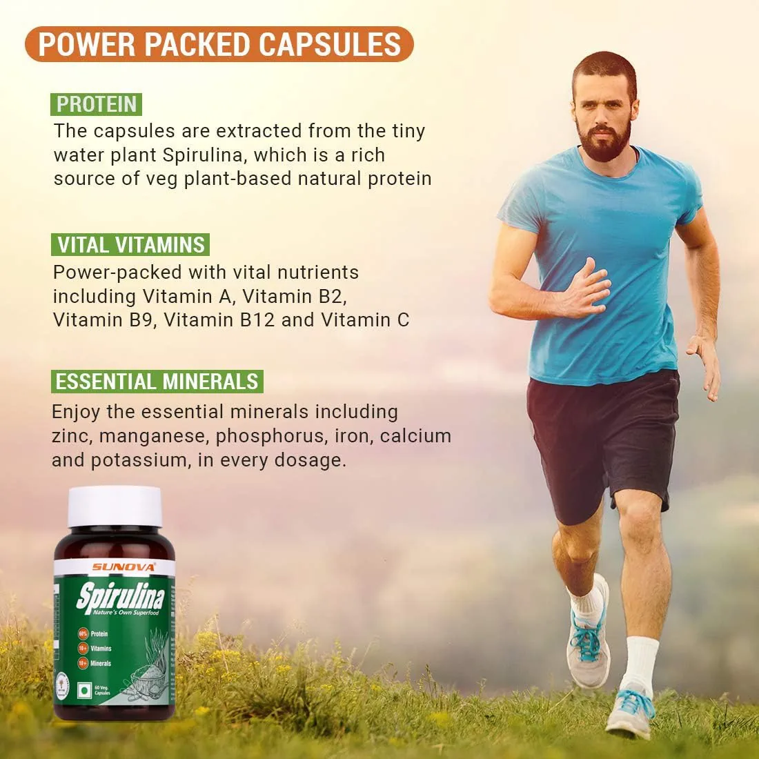 Sunova Organic Spirulina Capsules | Plant-Based Superfood Supplement | Natural Immunity and Energy Booster-5