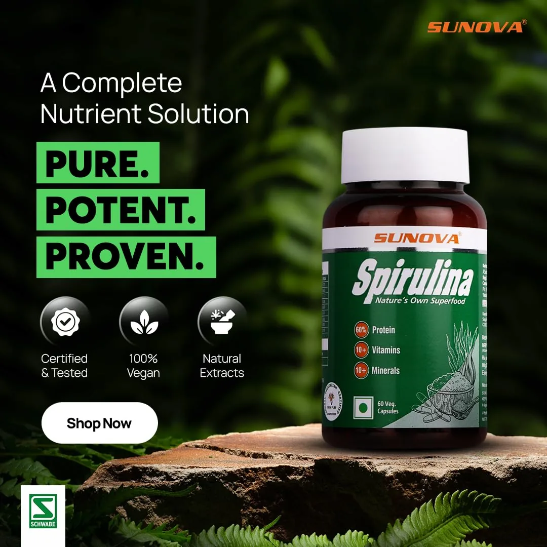 Sunova Organic Spirulina Capsules | Plant-Based Superfood Supplement | Natural Immunity and Energy Booster-6