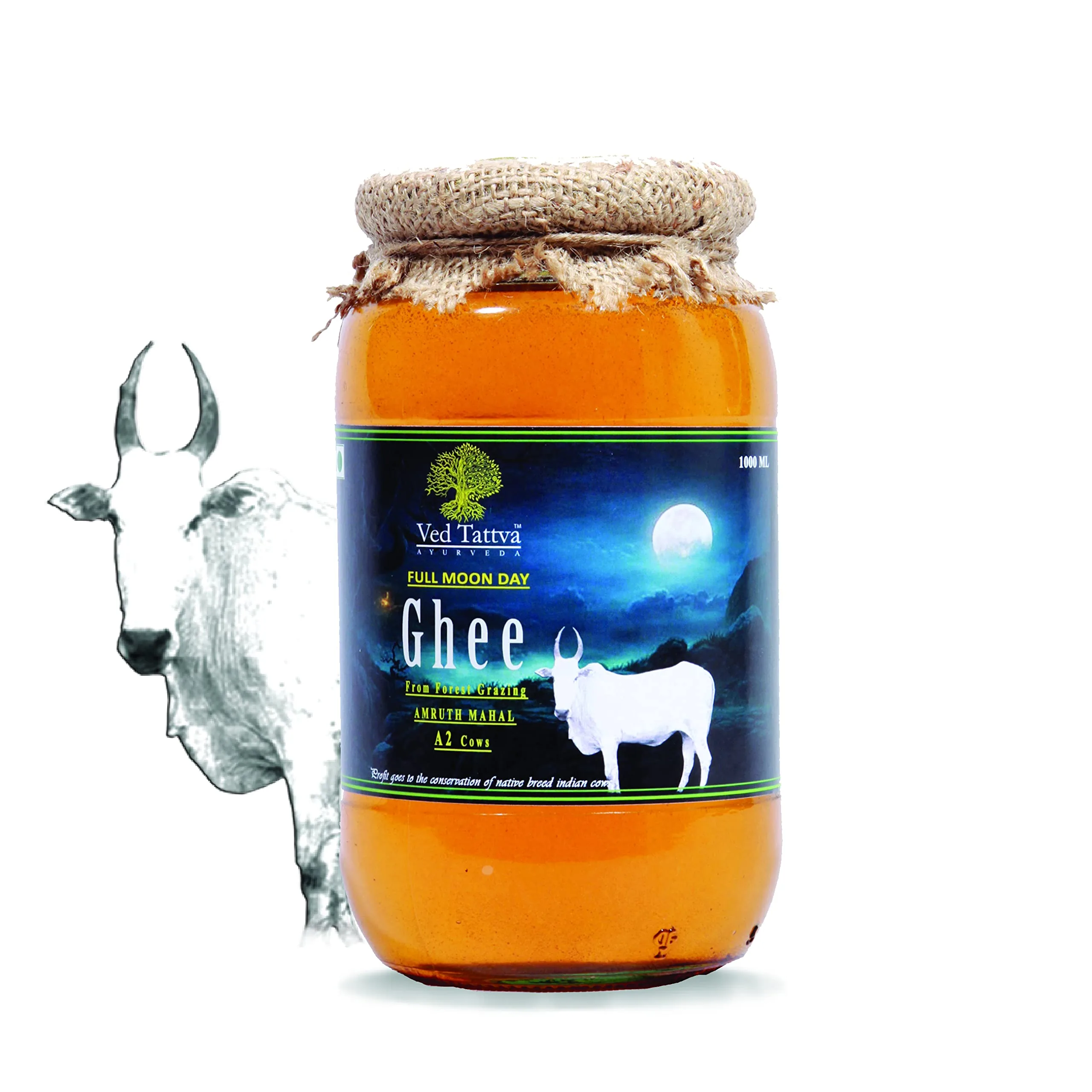 Tatsat Full Moon Day Ghee | Pure Amruth Mahal A2 Cow Bilona Ghee | Forest Grazing & Natural