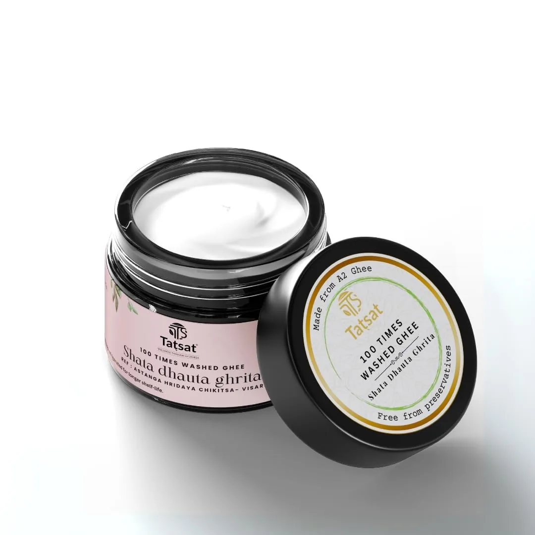 Tatsat Shata Dhauta Ghrita | 100 Times Washed Desi Cow A2 Ghee Moisturizing Cream | Infused with Rose Absolute Oil Tatsat Shata Dhauta Ghrita | 100 Times Washed Desi Cow A2 Ghee Moisturizing Cream | Infused with Rose Absolute Oil - 100 ml