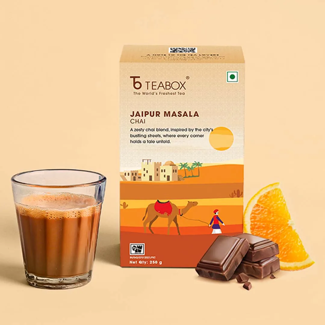 Teabox Jaipur Masala Chai | Royal Assam Black Tea | Spiced Tea with Almond, Orange, and Cocoa-2