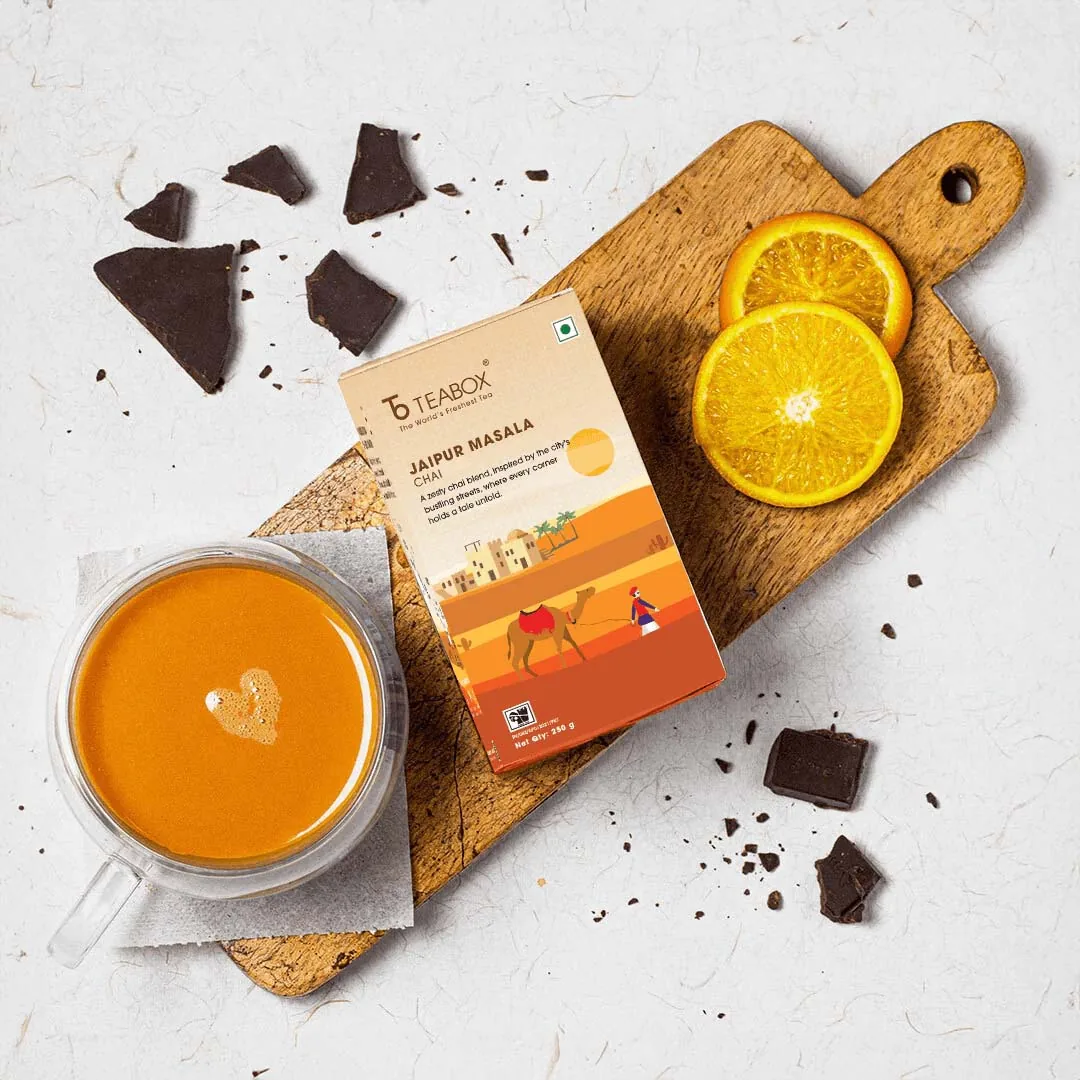 Teabox Jaipur Masala Chai | Royal Assam Black Tea | Spiced Tea with Almond, Orange, and Cocoa-3