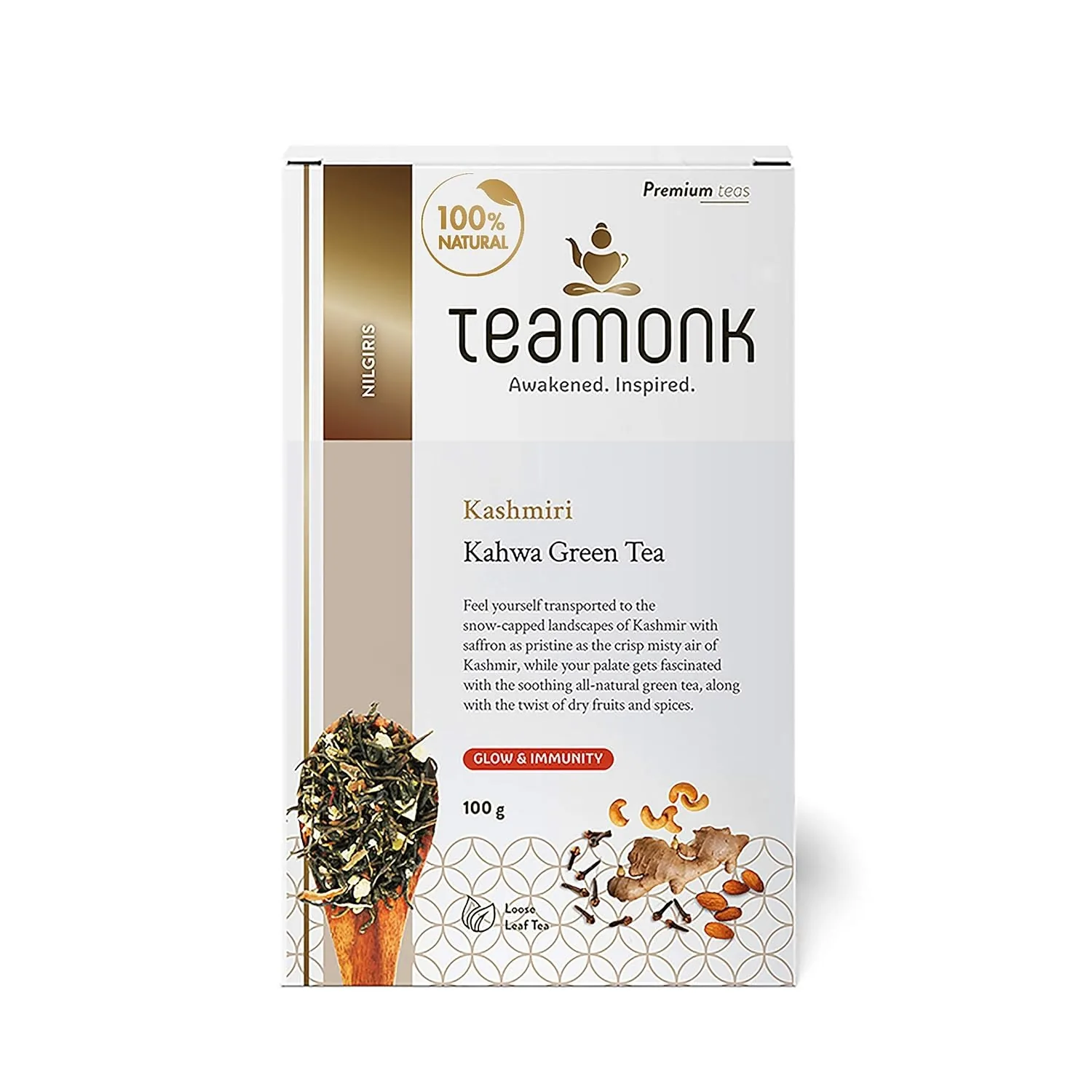 Teamonk Nilgiri Green Tea Bags - Taizen Cinnamon 100g (50 Cups)