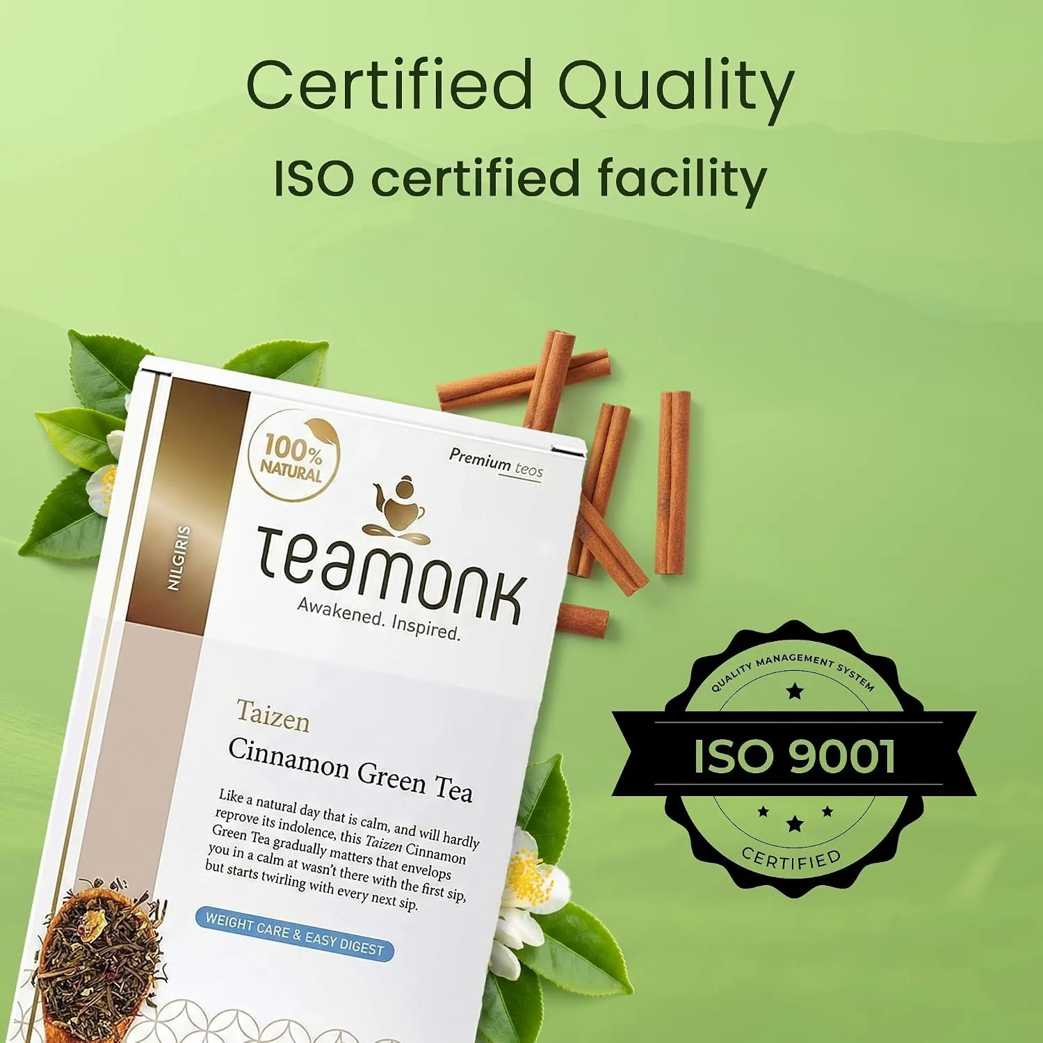 Teamonk Nilgiri Green Tea Bags - Taizen Cinnamon - Image 2