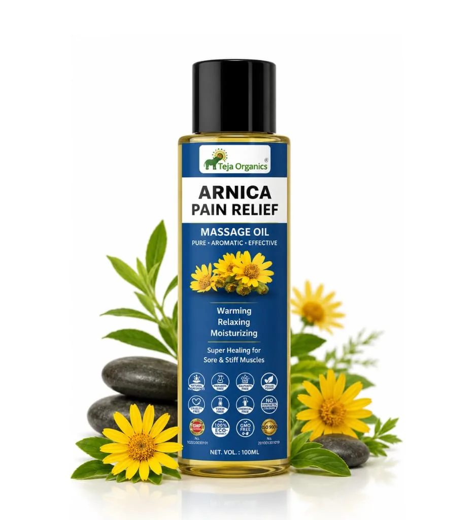 Teja Organics Arnica Pain Relief Massage Oil | Herbal Joint & Muscle Care | Soothing Aromatherapy Blend-1
