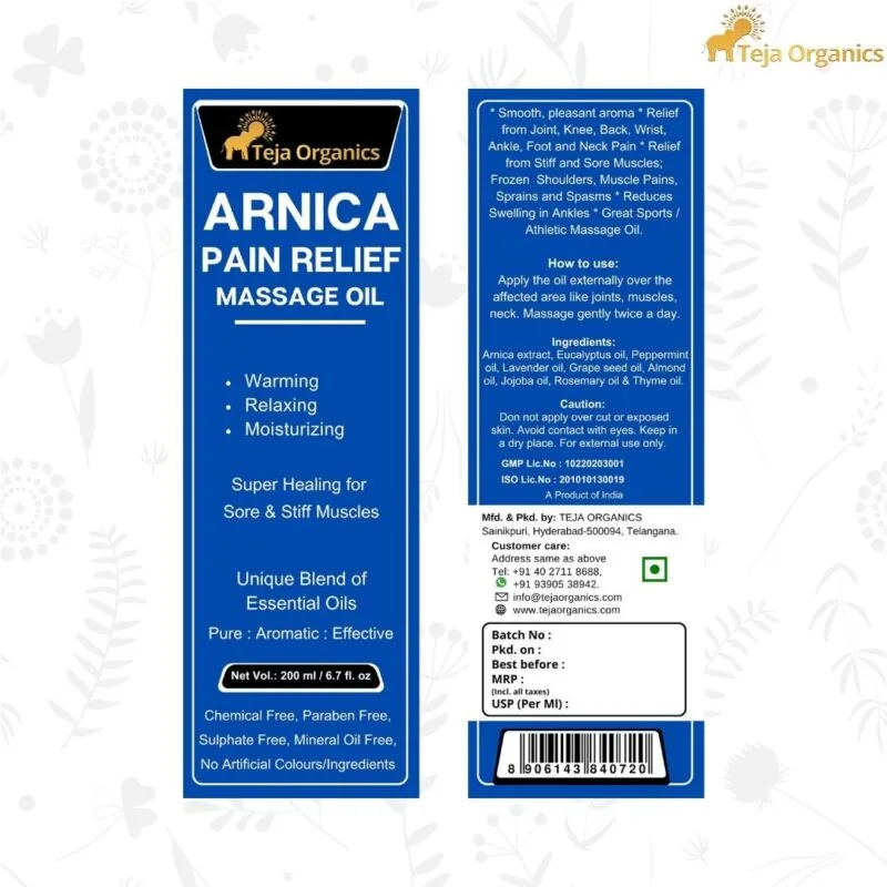 Teja Organics Arnica Pain Relief Massage Oil | Herbal Joint & Muscle Care | Soothing Aromatherapy Blend-2