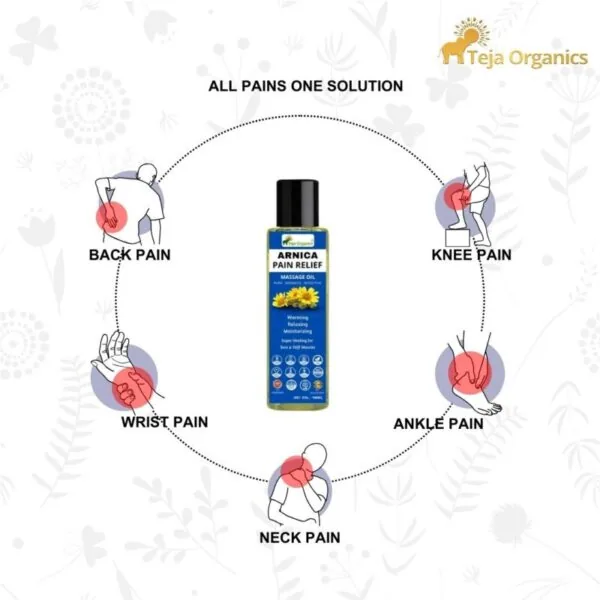 Teja Organics Arnica Pain Relief Massage Oil | Herbal Joint & Muscle Care | Soothing Aromatherapy Blend-3