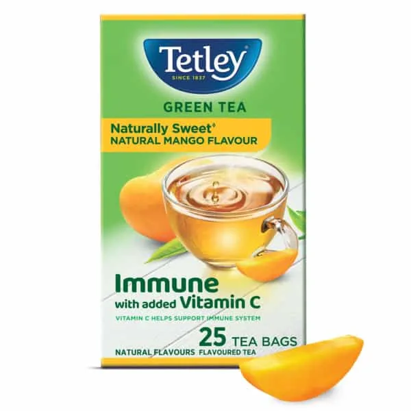 Tetley Green Tea Immune With Added Vitamin C - Natural Mango Tetley Green Tea Immune With Added Vitamin C - Natural Mango--37.5 g (25 Bags x 1.5 g each)
