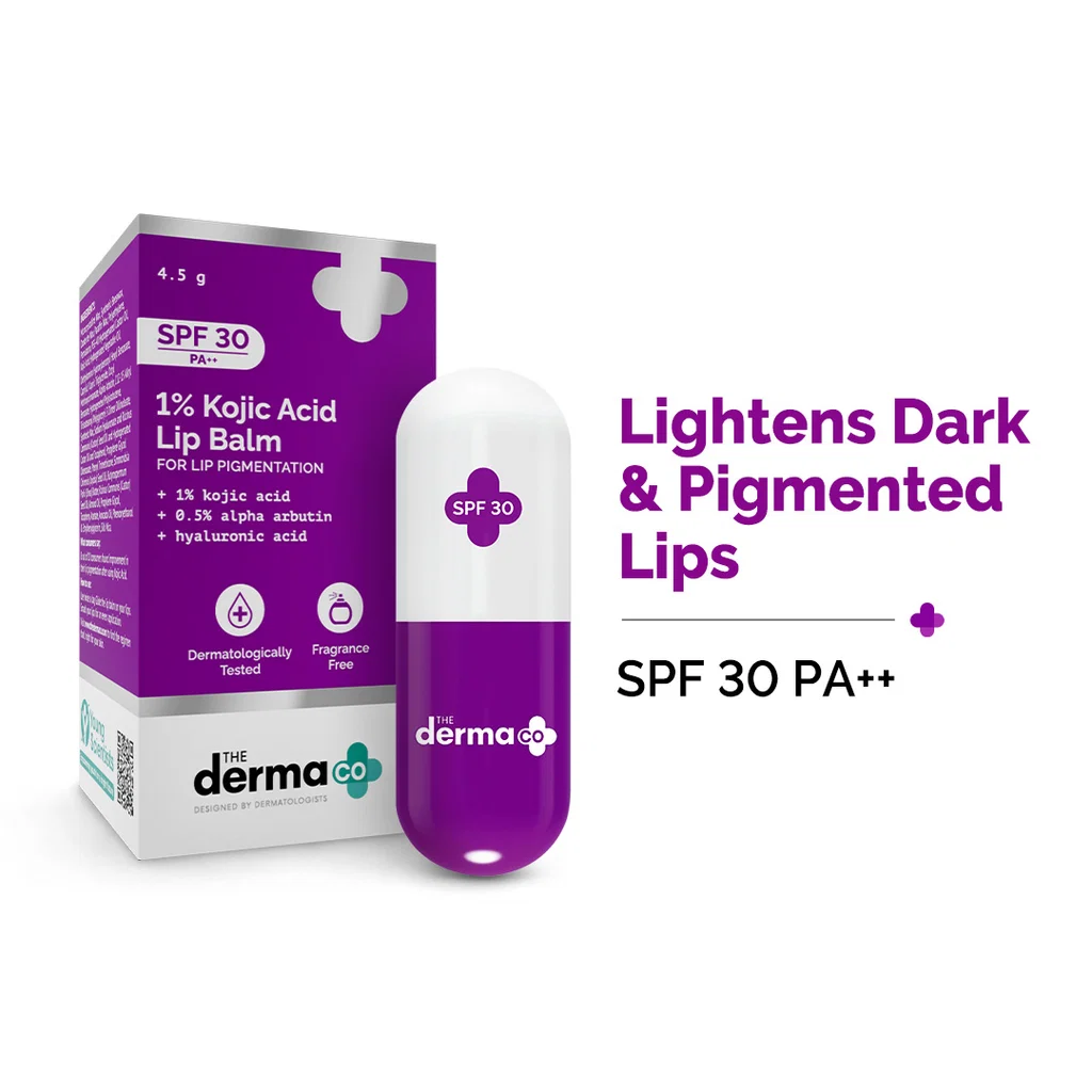 The Derma Co 1% Kojic Acid Lip Balm | Pigmentation Removal Lip Care | SPF 30 Sun Protection-3