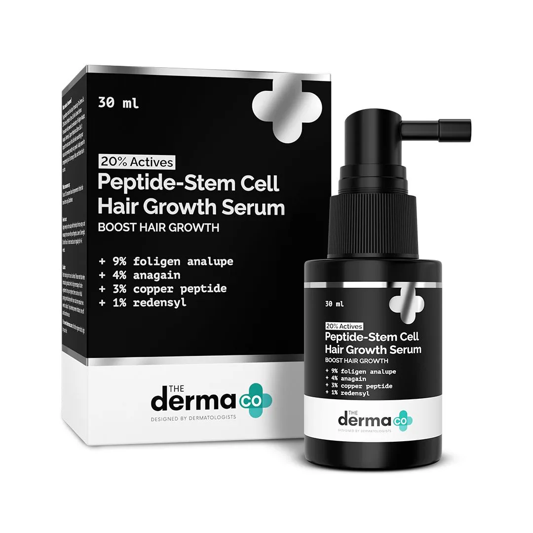 The Derma Co 20% Actives Peptide Stem Cell Hair Growth Serum | Advanced Scalp Therapy | For Thicker and Stronger Hair 30 ml
