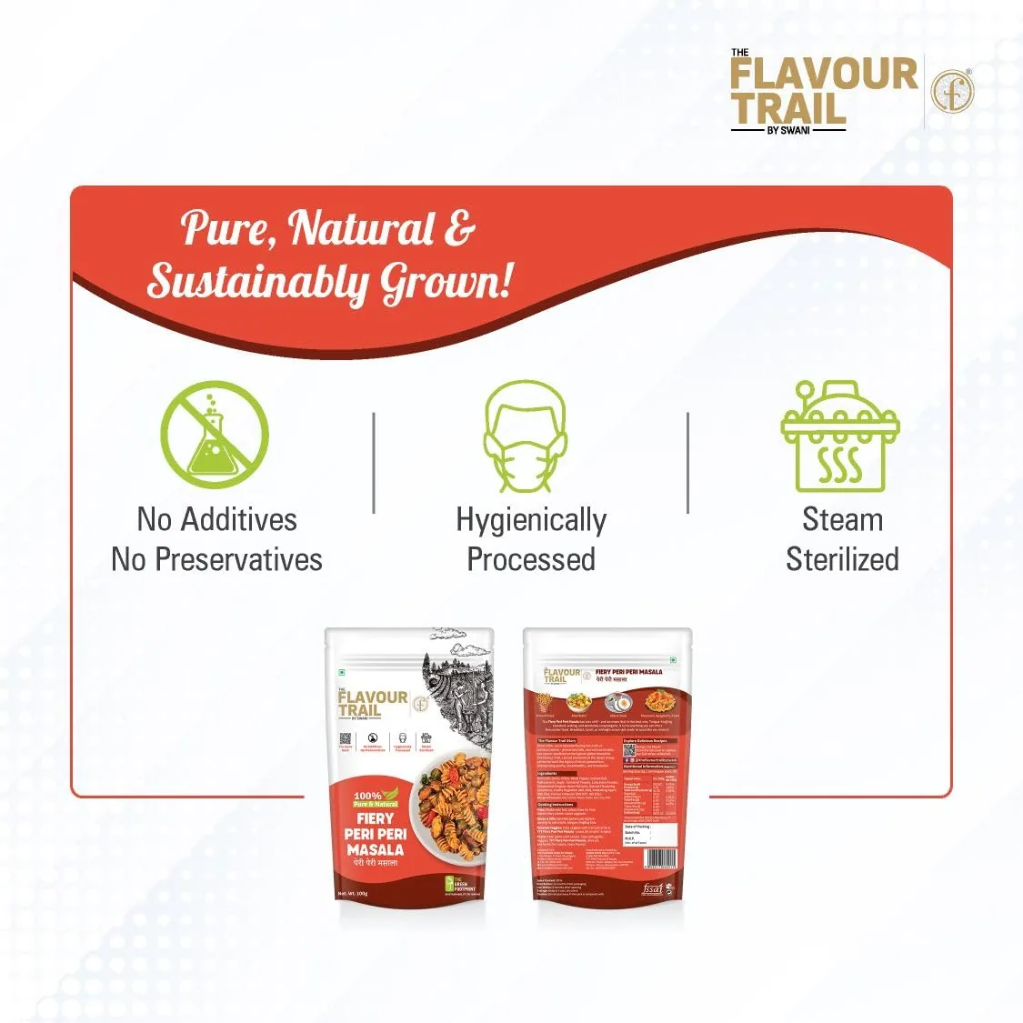 The Flavour Trail by Swani Fiery Peri Peri Masala - No Additives & Preservatives The Flavour Trail by Swani Fiery Peri Peri Masala - No Additives & Preservatives--100 gm (Pack of 2)