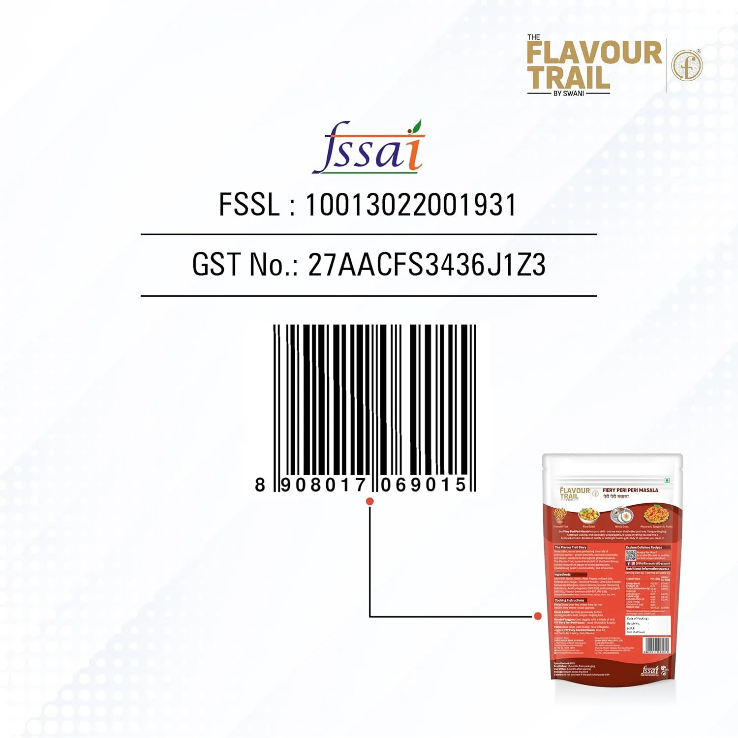 The Flavour Trail by Swani Fiery Peri Peri Masala - No Additives & Preservatives