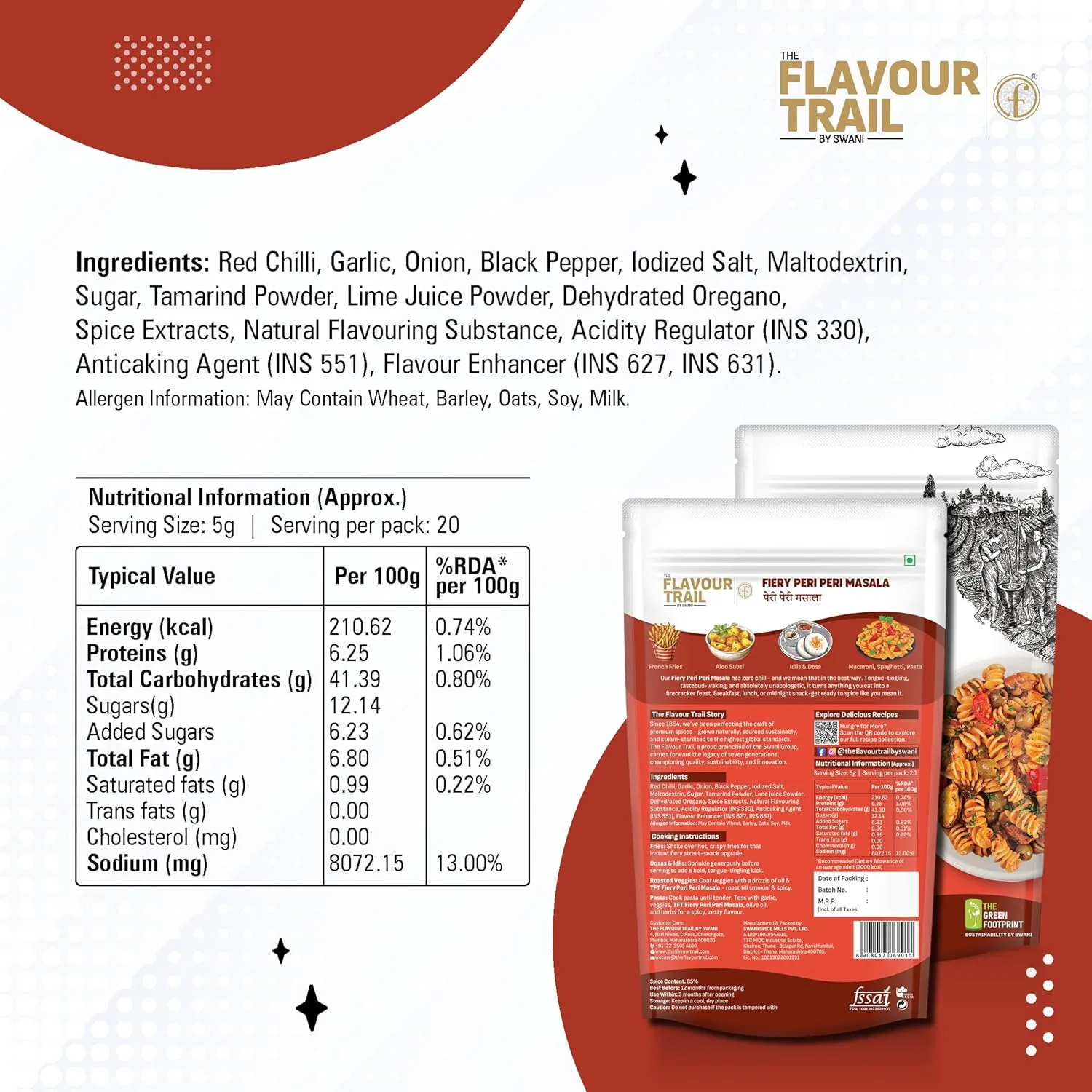 The Flavour Trail by Swani Fiery Peri Peri Masala - No Additives & Preservatives-2